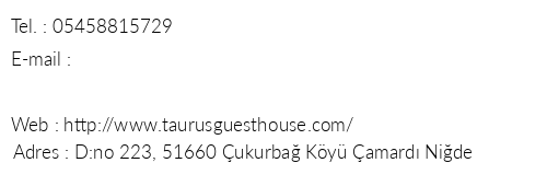 amard Taurus Guest House telefon numaralar, faks, e-mail, posta adresi ve iletiim bilgileri